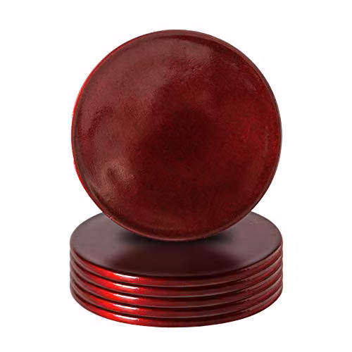 Argon Tableware Round Melamine Coasters, Red, Diameter: 10 cm, Pack of 6