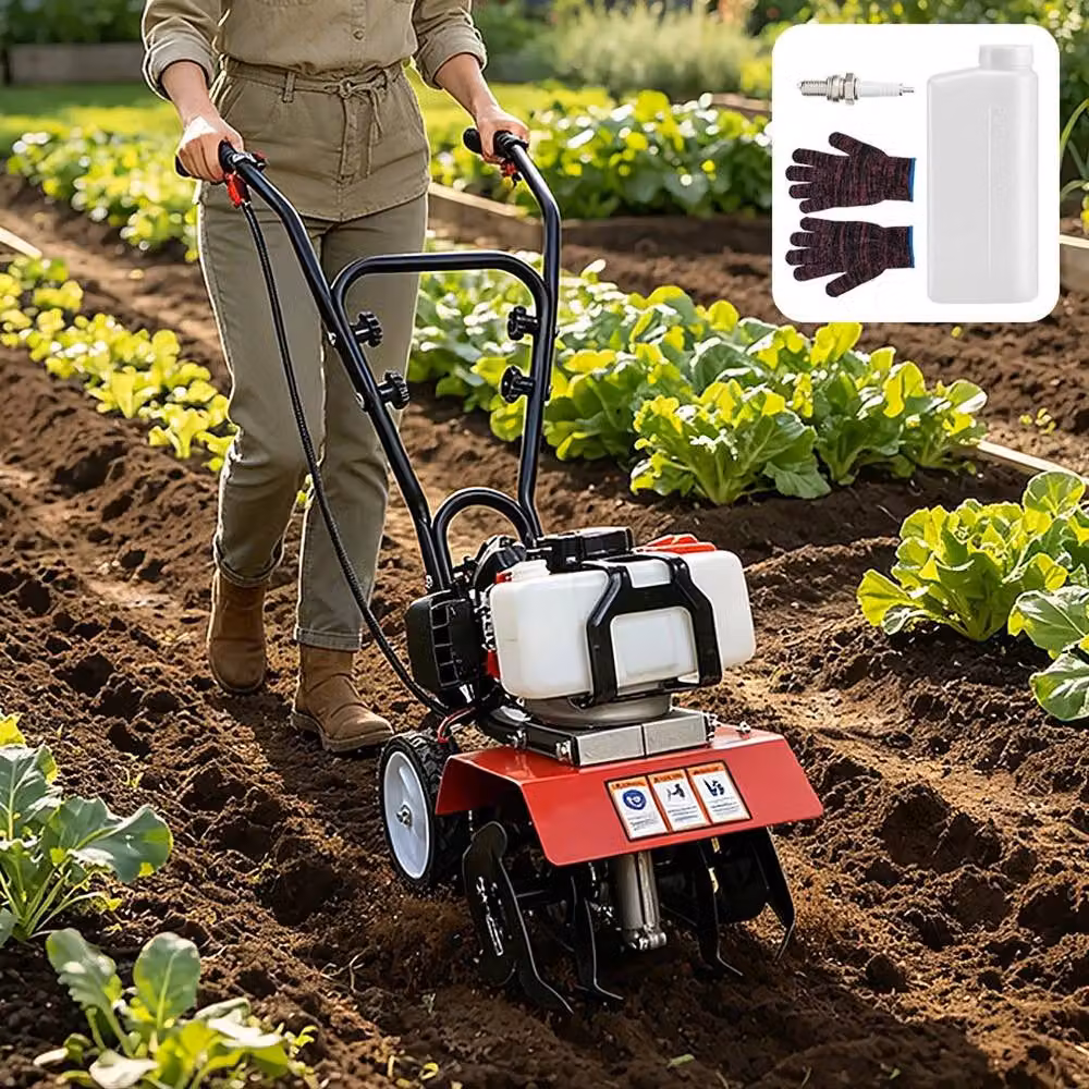 FLAVORA Petrol Cultivator Tiller Garden Rotavator in Black – 3