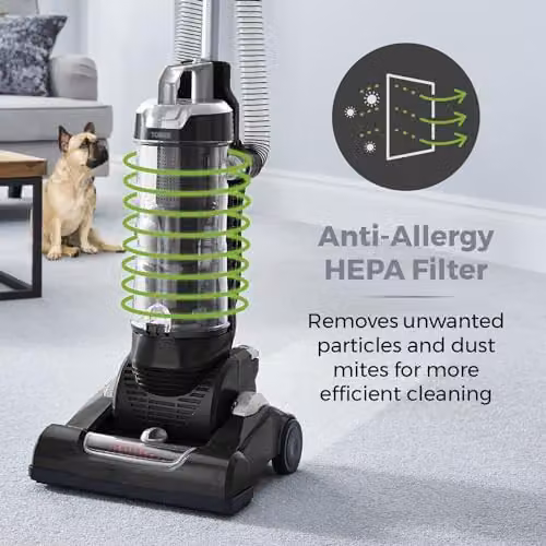 Tower T108000PLPET TXP30PET Bagless Pet Upright Vacuum Cleaner with HEPA Filter, Crevice Tool, Floor Brush and Pet Turbo Brush, Platinum Silver and Black – 4