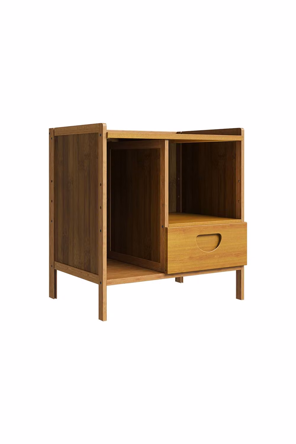 Living and Home Modern Brown Wood Bedside Table with Drawer – 3