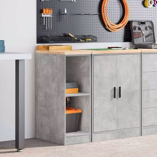 Berkfield Home Durable Garage Storage Cabinet in Concrete Grey, W/D/H: 30 x 51 x 85 cm – 1