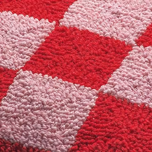 Riva Home Retro Checked Square Cushion in Red and Pink with Removable Polyester Cover, W/D/H: 45 x 45 x 45 cm – 3