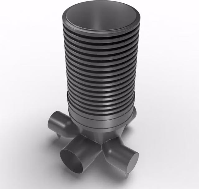Turtle Grey Inspection Chamber Set with 300mm Channel and 225mm Inlets, Diameter: 60 cm, Depth: 159.5 cm