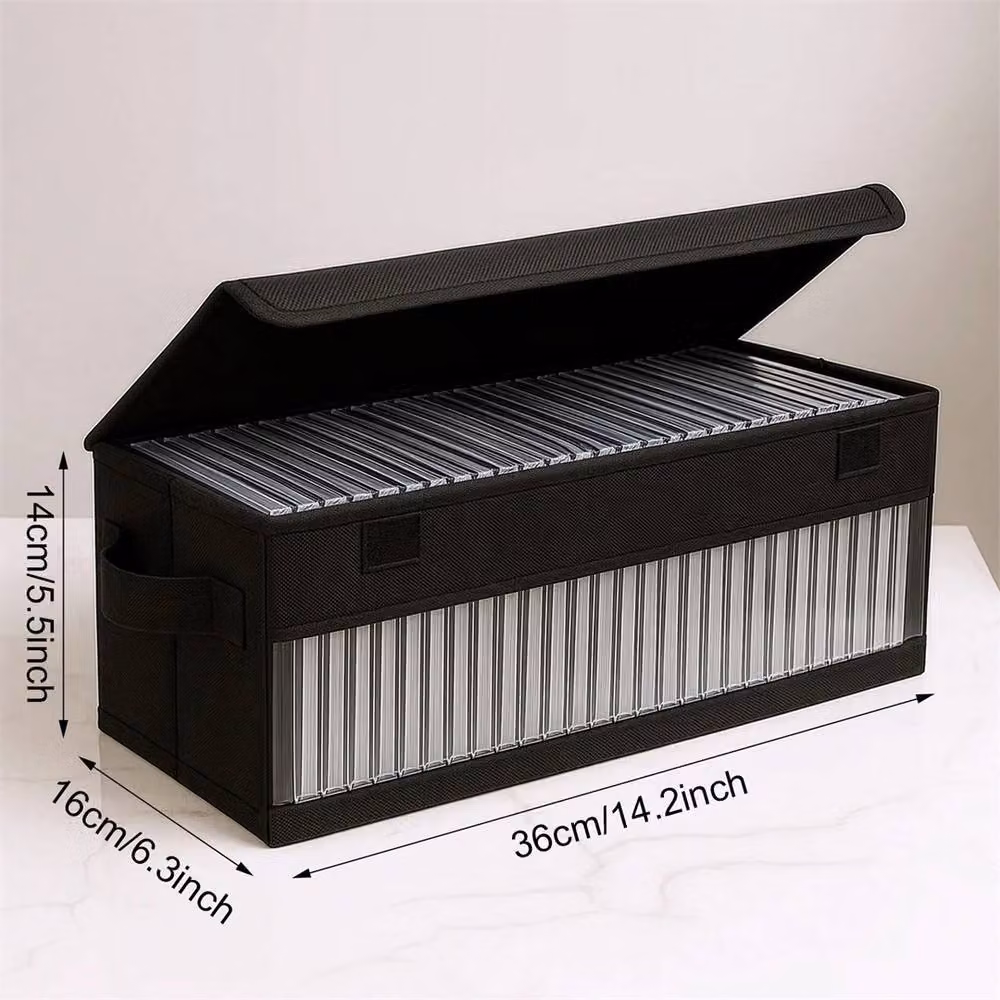 Nordara 3 Piece Large CD and DVD Storage Case Set in Black with Transparent Lids and Handles, Holds 165 Discs – 2