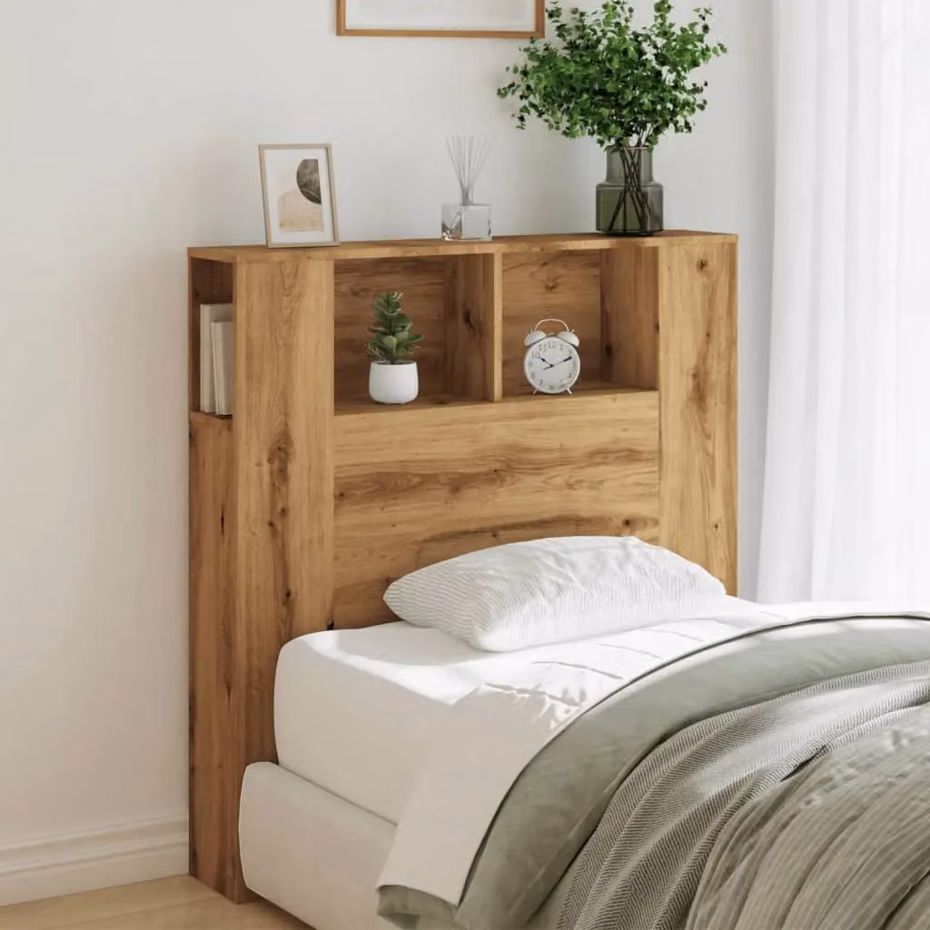 Berkfield Home Artisan Oak Headboard Cabinet in Brown, W/D/H: 100 x 19 x 104.5 cm – 3