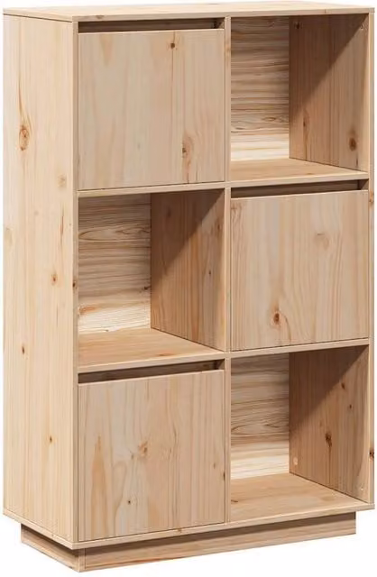 Berkfield Home Rustic Solid Wood Pine Highboard in Light Tan, W/D/H: 74 x 35 x 117 cm