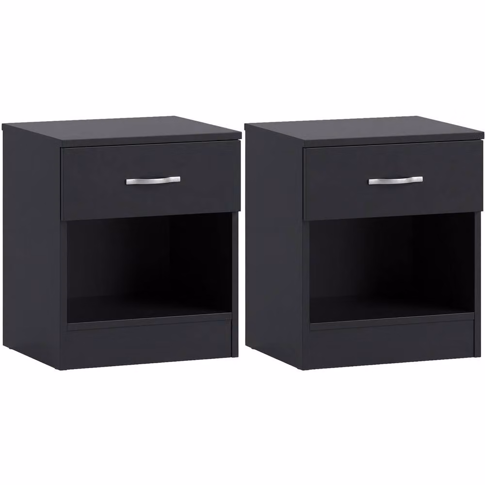 Vida Designs Riano Set of 2 Black 1 Drawer Bedside Chests – 2