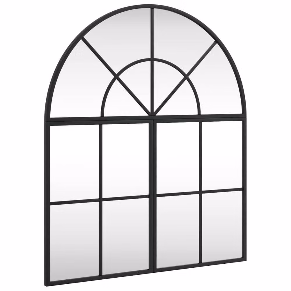 Berkfield Home Black Arch Wall Mirror with Metal and Glass Frame W: 60 cm, H: 70 cm – 3