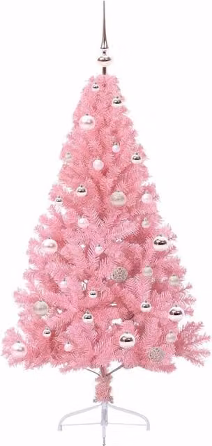 Berkfield Home Beautiful Artificial Pre-lit Pink Christmas Tree with 150 LEDs – 1