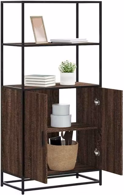 Berkfield Home Highboard in Brown Oak, W/D/H: 68 x 35 x 139 cm – 1