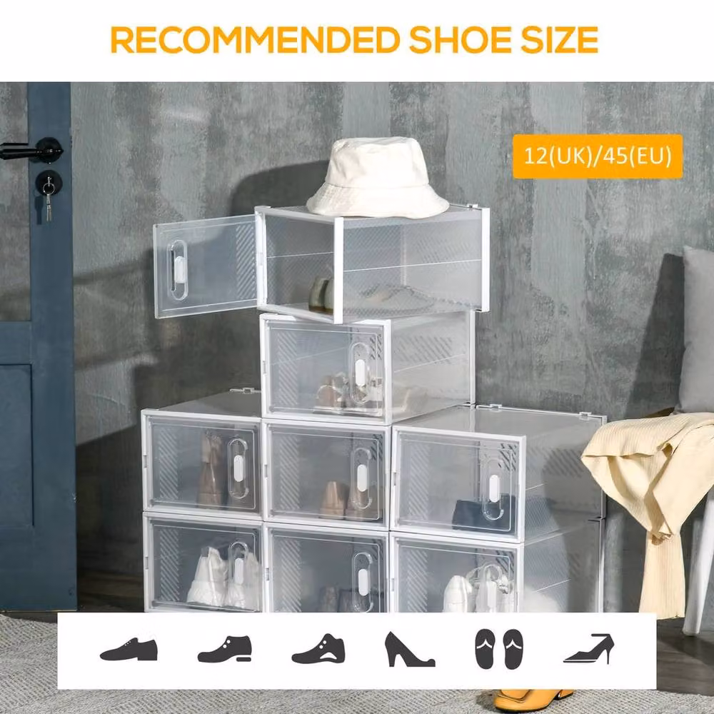 NESTLUNE 8-Piece Stackable Clear Plastic Shoe Storage Box Set – 2