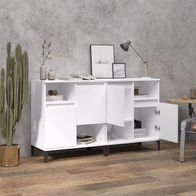 Berkfield Home Set of 2 Modern White Sideboards in Engineered Wood, W/D/H: 60 x 35 x 70 cm – 1