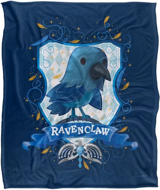 Warner Brothers Harry Potter Watercolor Ravenclaw Crest Fleece Blanket, White and Multicolour, W/D/H: 152 x 127 x 1 cm – 6