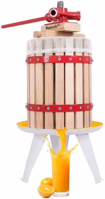 Crystals 6L Fruit Press White Hardwood Wine and Cider Maker with Stainless Steel Components