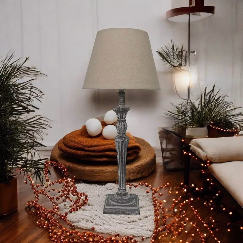 Minster Lamp and Shade in Grey, W/D/H: 12 x 12 x 58 cm – 2