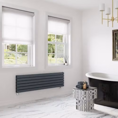 Typhoon Axis Anthracite Flat Tube Horizontal Designer Radiator by UK Radiators, H 40.8 cm x W 140 cm – 2