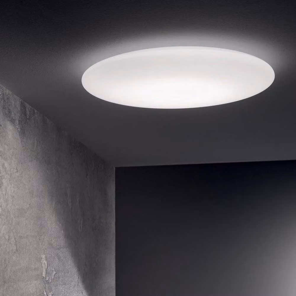 Netlighting Level LED White Minimalist Flush Ceiling Light with Warm White 3000K Glow – 2