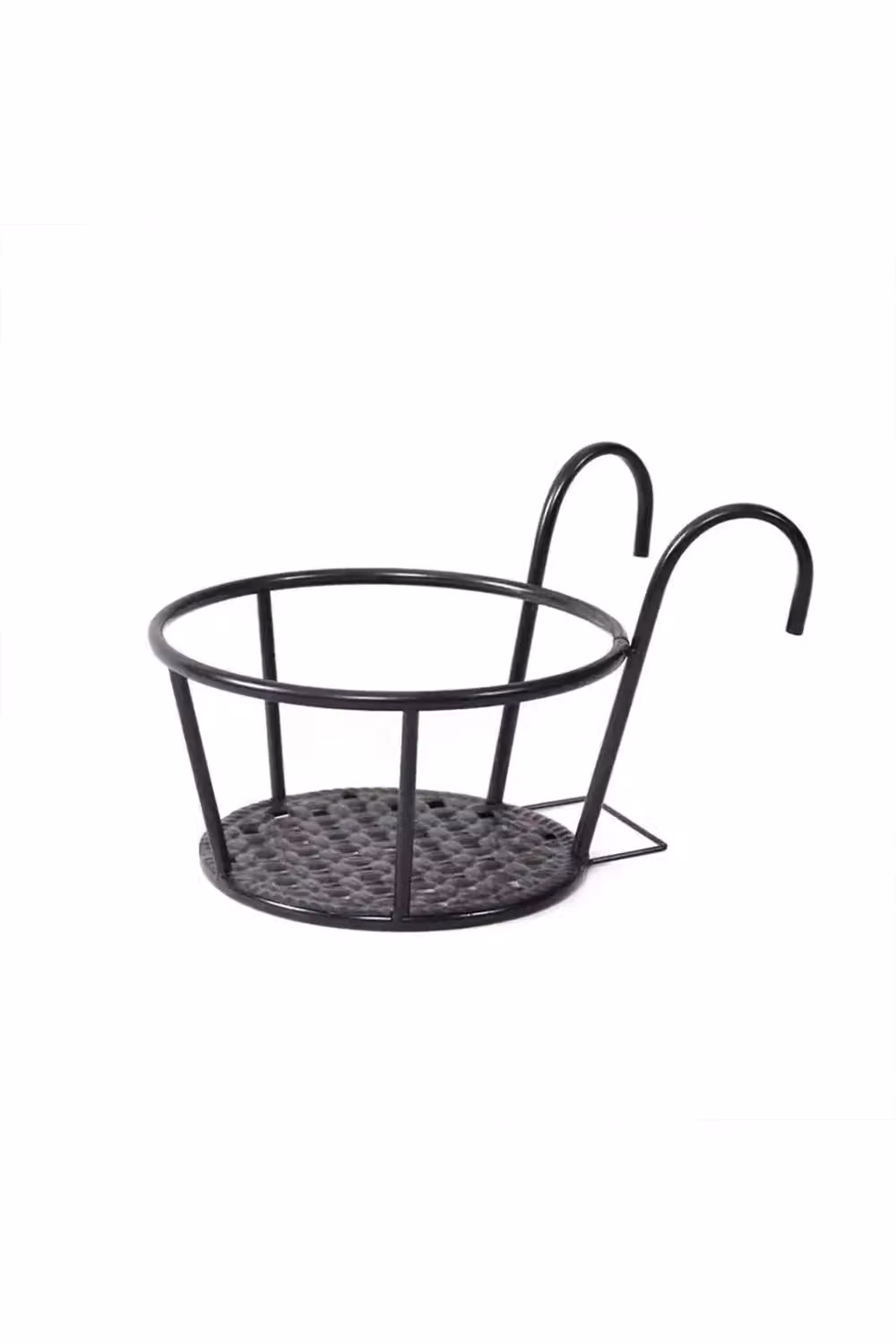 Living and Home Round Hanging Plant Pot Rack in Black Metal, Depth: 22 cm – 2