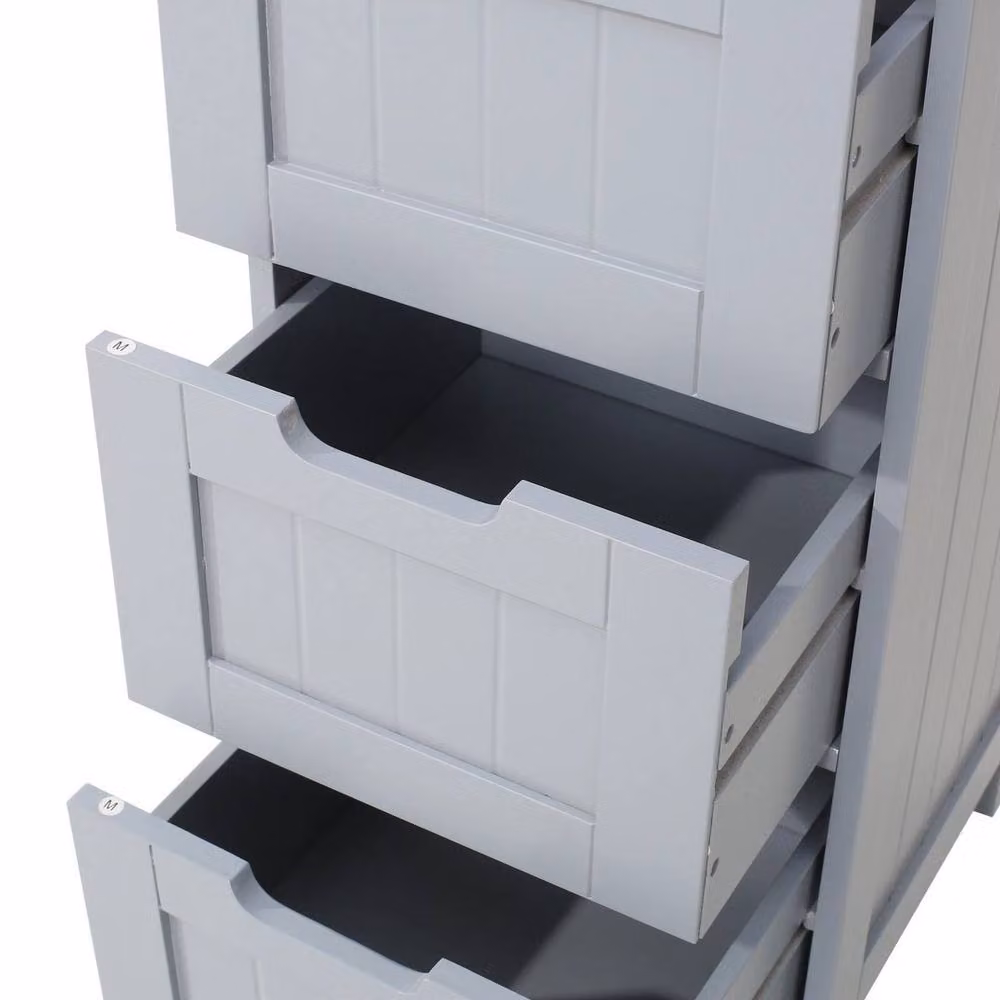 Kelvenix Modern 4 Drawer Bathroom Storage Cabinet in White and Grey, H: 81.28 cm x W: 30.48 cm x D: 30.48 cm – 2