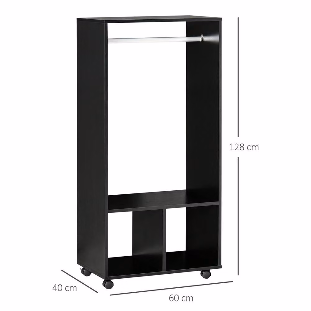 KORVIXA Black Open Wardrobe Clothes Rail for Bedroom Storage, W: 90 cm, H: 128 cm, D: 42.1 cm – 2