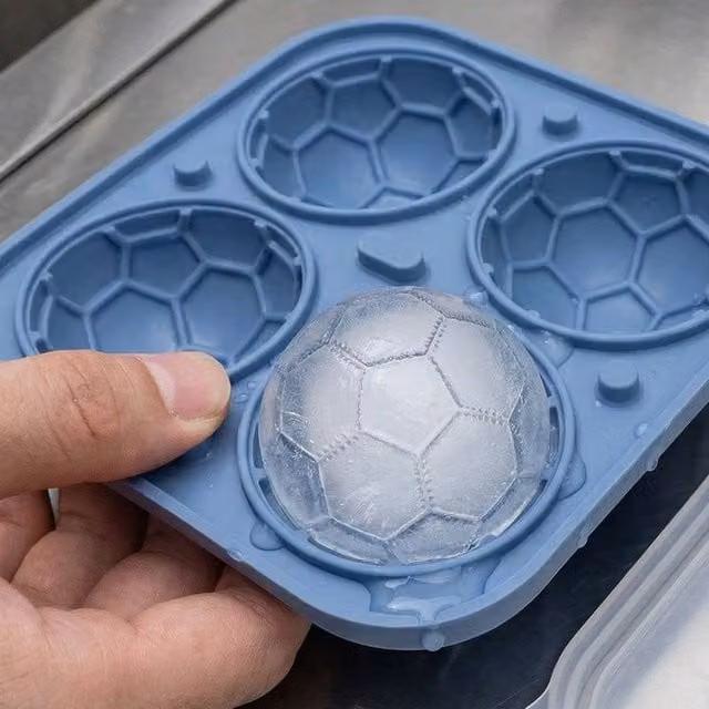 FLAVORA Blue 3D Football Silicone Ice Cube Mould