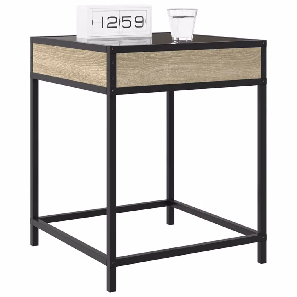 Berkfield Home Infinity LED Bedside Table in Sonoma Oak and Brown, W/D/H: 40 x 40 x 51 cm – 4