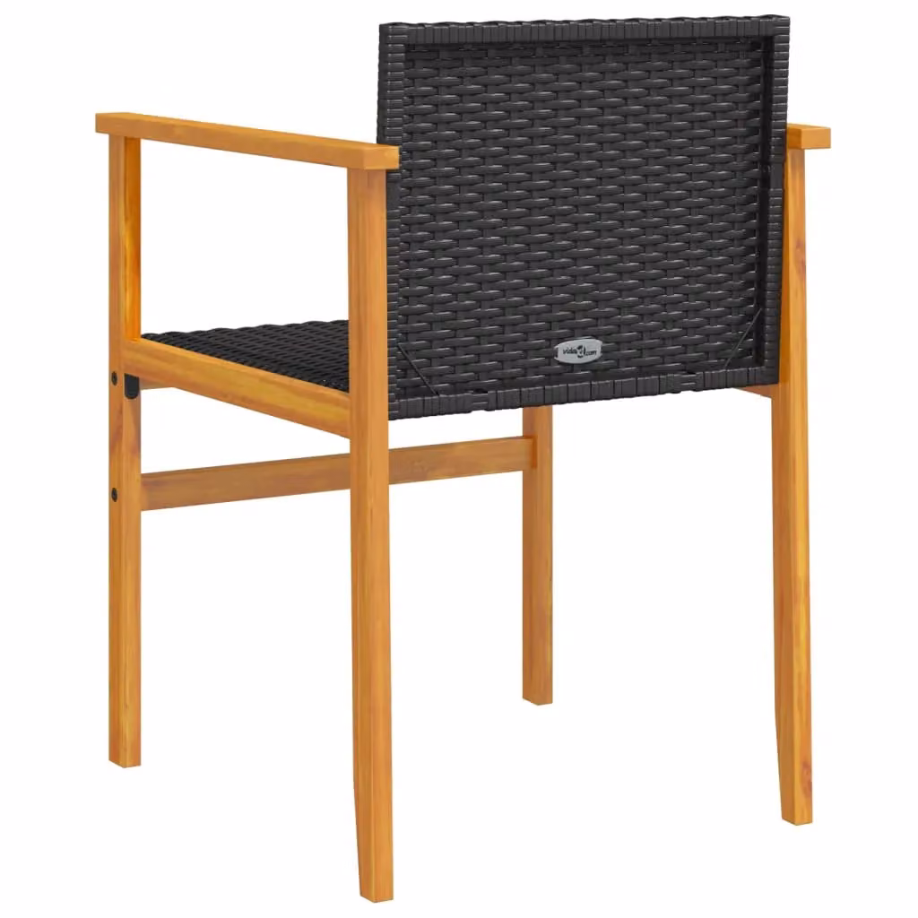 Berkfield Home Modern Black Poly Rattan and Solid Wood Garden Chairs, Set of 2 – 5
