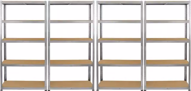 Monstershop Galwix Freestanding Industrial Shelving Unit, Silver, H 180 x W 90 x D 30 cm – 1