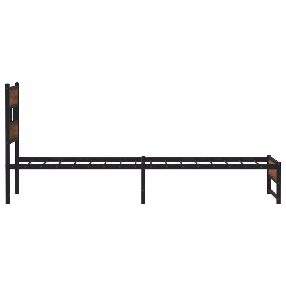 Berkfield Home Metal Bed Frame in Brown Oak, 107 x 203 cm – 2