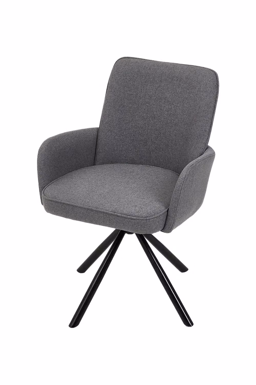 Living and Home Grey Linen Modern Swivel Tub Chair with Armrests and Black Legs – 2