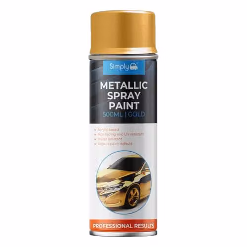 Simply Brands Metallic Gold Acrylic Spray Paint, 500ml, Quick Drying and Weatherproof – 1