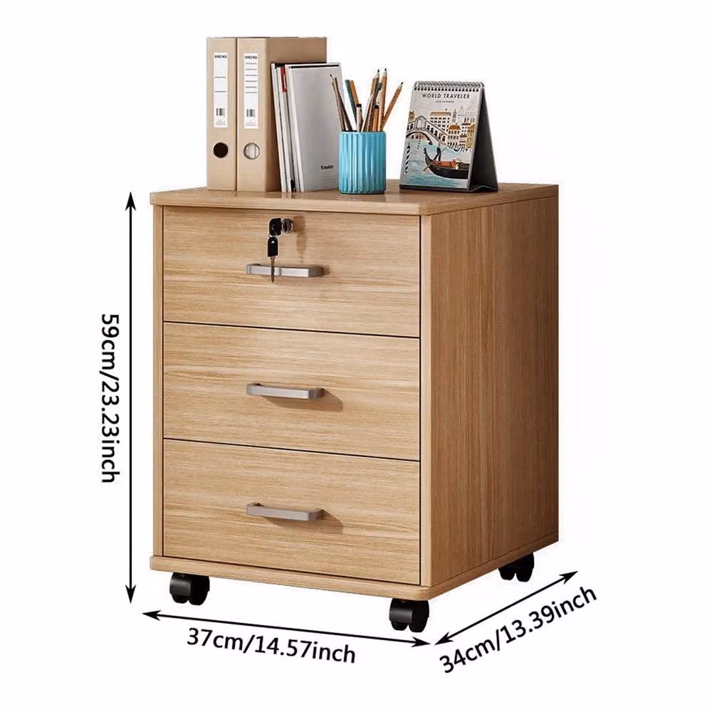 EONLION 3 Drawer Rolling Office File Cabinet in Brown – 2