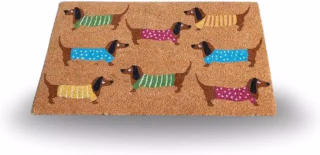 Marco Paul Heavy Duty Coir Door Mat with Dachshund Graphic, Multicolour, W: 75.0 cm, D: 45.0 cm – 1