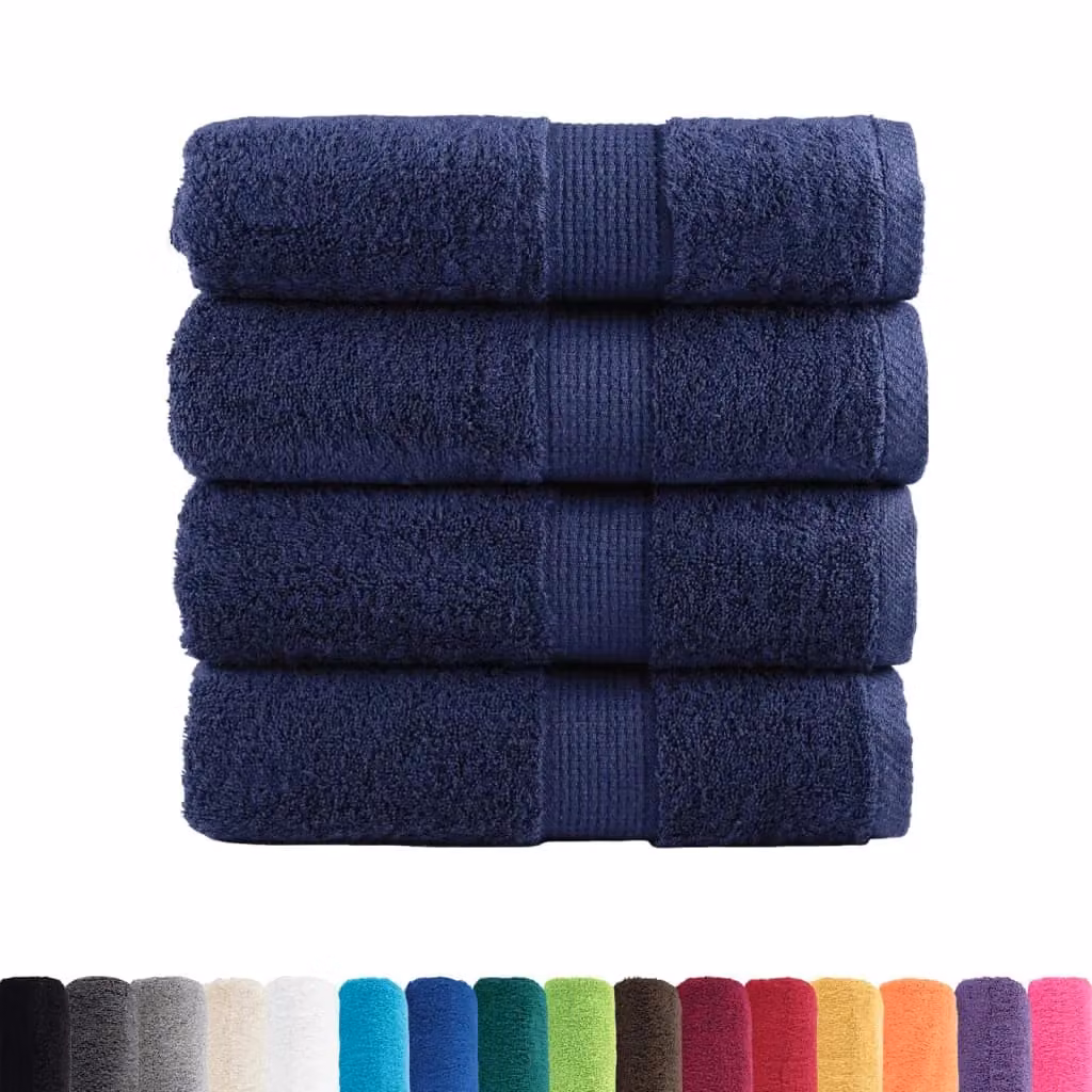 Berkfield Home SOLUND Premium Cotton Soap Towels, 4 Pack, Navy Blue, W: 30 cm x H: 30 cm, 600gsm – 2