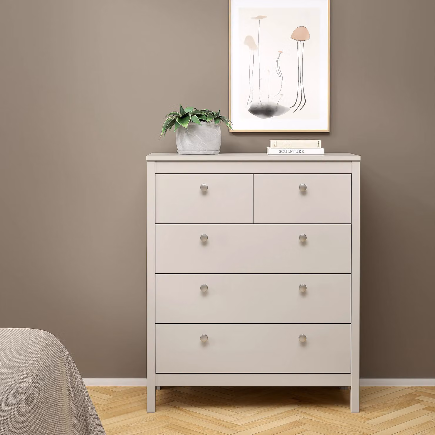Furniture To Go Madrid Chest of 5 Drawers (3+2) in Beige Cashmere – 2