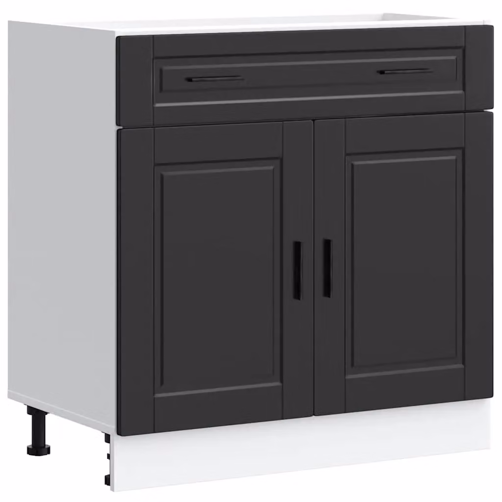 Berkfield Home Porto Black Matt Engineered Wood Kitchen Base Cabinet – 1