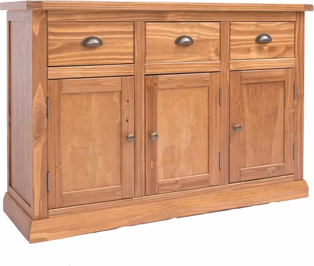 Cabinet Bits Tirolo Lacquered 3 Door 3 Drawer Sideboard in Brown with Brass Cup Handles – 1
