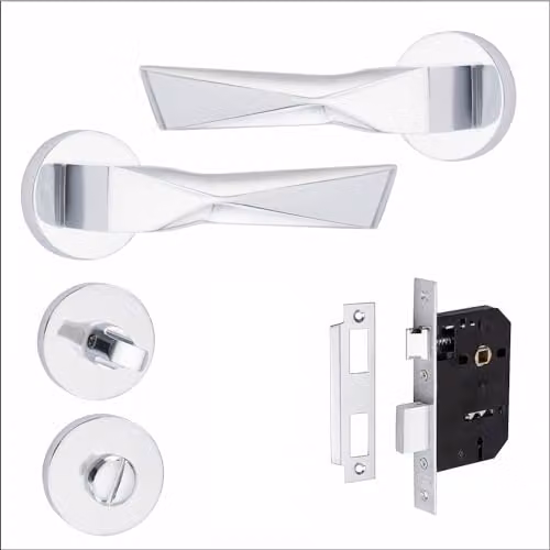 Golden Grace Aura Bathroom Handle Set in Polished Chrome