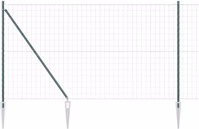 Berkfield Home Euro Fence with 7 Spike Posts, Galvanised Steel, Green, W: 10 m, H: 1.5 m – 1
