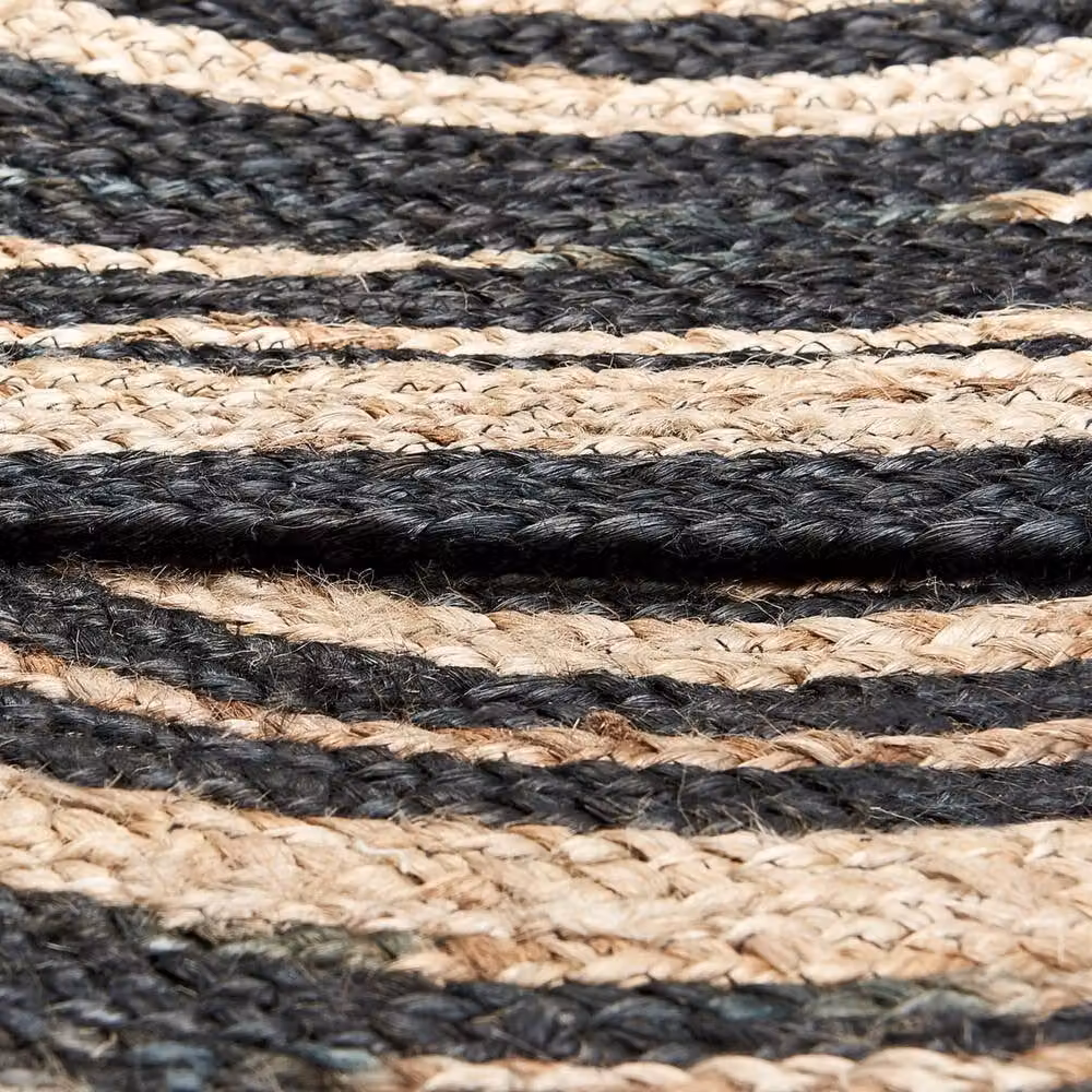 Wyld and Coco Nordic Weave Round Jute Rug in Beige and Black, Diameter: 140 cm – 3