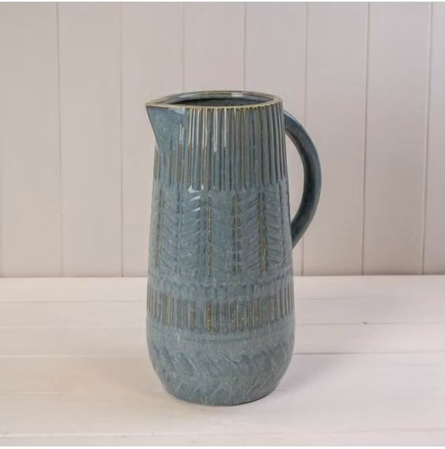 KDMD Rustic Blue Ceramic Vase, Height: 32 cm