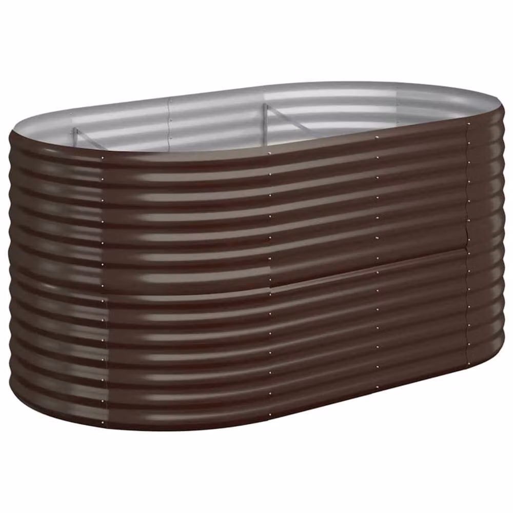 Berkfield Home Garden Raised Bed in Brown Powder-coated Steel, W: 152 cm, D: 80 cm, H: 68 cm – 3