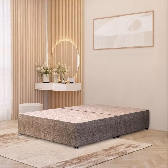 Somnior Beds Ltd Modern Upholstered Divan Bed Base with Drawers in Brown Fabric, W/D/H: 140 x 200 cm