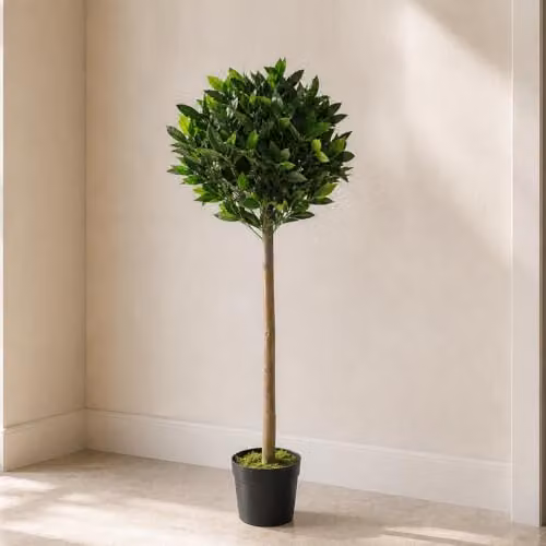 Leaf Design UK Artificial Realistic Bay Laurel Topiary Ball Tree, Green, Height: 120 cm – 2
