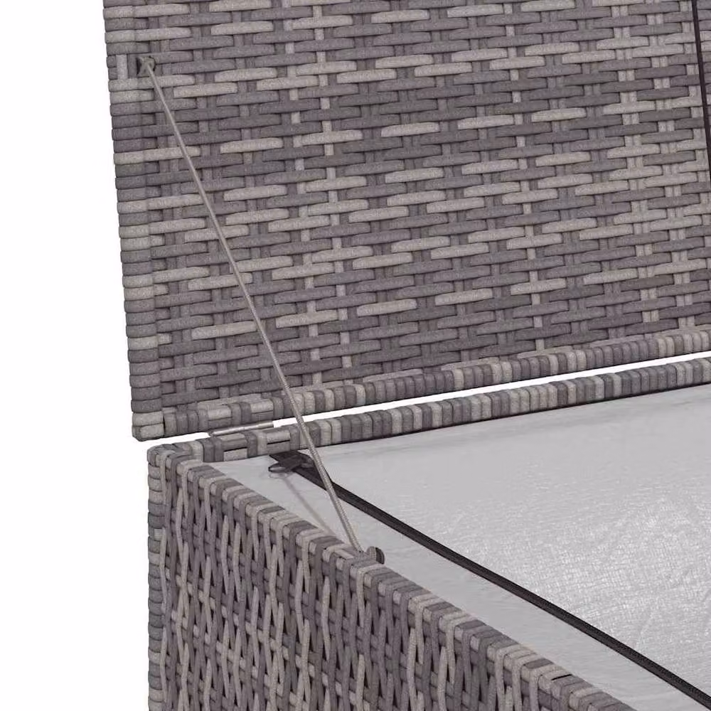 Berkfield Home Garden Storage Box in Grey Poly Rattan, W: 150 cm, D: 100 cm, H: 100 cm – 4