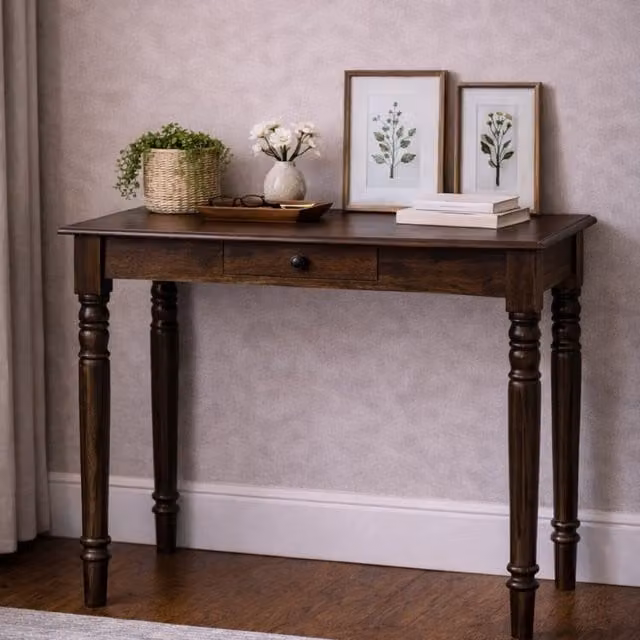 Artisan Furniture Classic Mango Wood Writing Desk in Brown and Grey