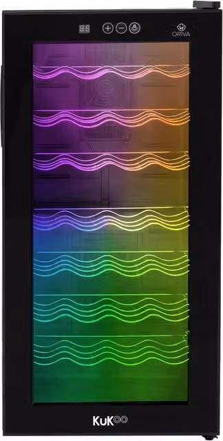 Monstershop Oriva Thermoelectric LED Wine Cooler in Black with Glass Door, H: 81.0 cm x W: 40.0 cm x D: 42.0 cm – 1