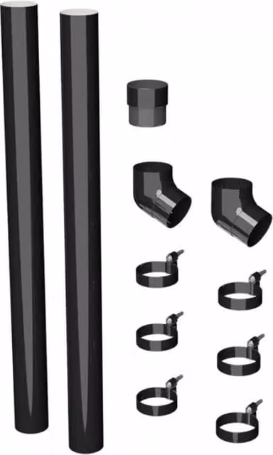 Galeco Round PVC Offset Downpipe Kit in Black, 100mm Diameter