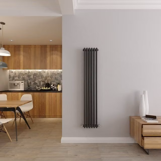 AicaBathroom Vertical Traditional Cast Iron Style 2 Column Radiator in Anthracite, H 150 cm x W 29 cm x D 29 cm