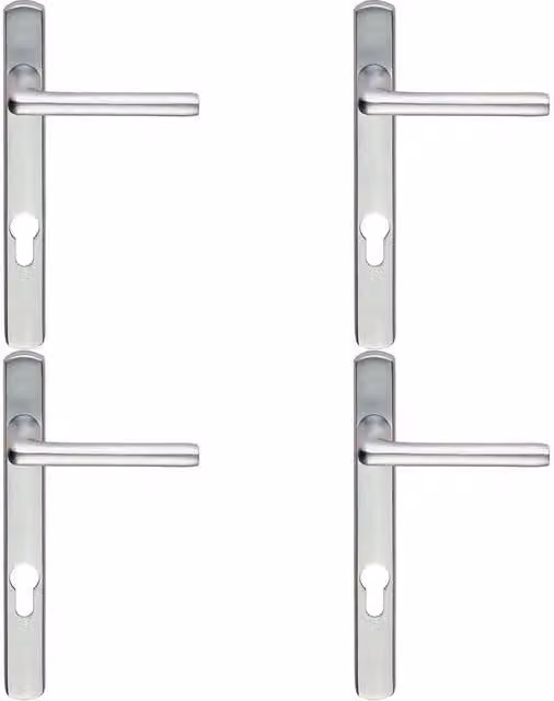 Loops 4x Pair Straight Lever on Narrow Euro Lock Backplate in Satin Chrome, W: 220 mm